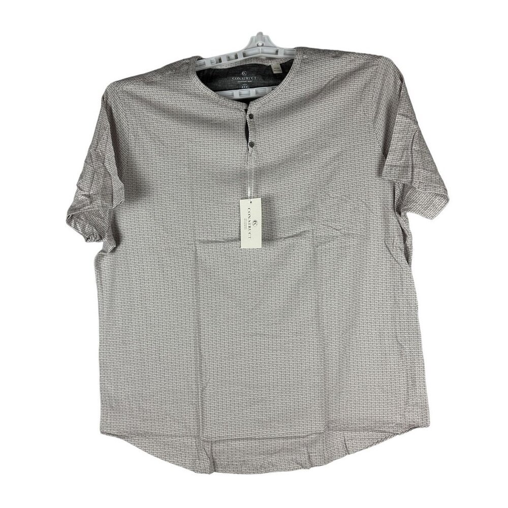 Con.Struct Mens Taupe Printed Henley Shirt XXXL 100% Cotton